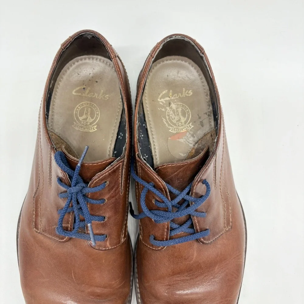 Clarks Tor England Mens 11M Brown Leather Lace Up Oxford Dress Shoes